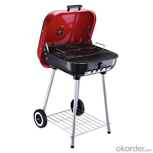 Portable Charcoal Grill with Wheels Adjustable Vents for Camping System 1