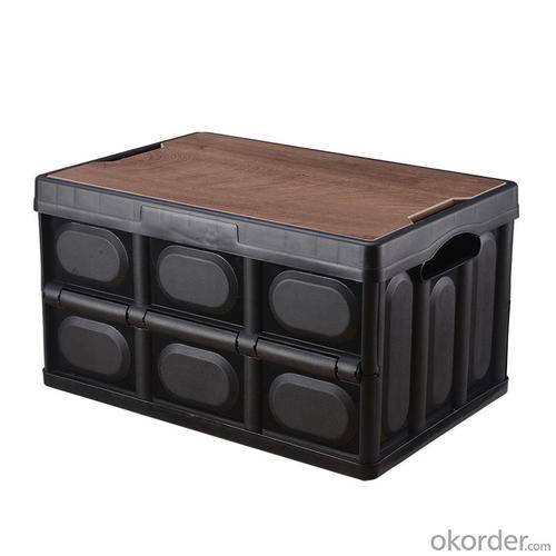 Camping Foldable Storage Box with Wooden Lid System 1