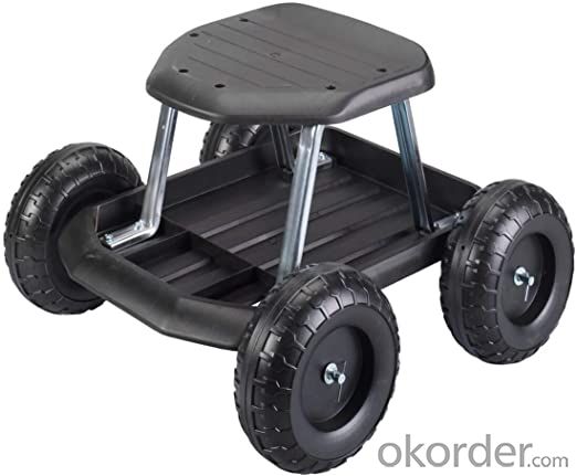 Garden Cart Rolling Stool with Wheels Seat and Tool Tray for Weeding System 1