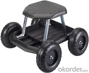 Garden Cart Rolling Stool with Wheels Seat and Tool Tray for Weeding