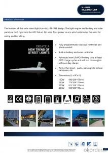 CE Certificate ALL-IN-ONE lithium battery inside Outdoor New Product 100w 400W LED Solar Light