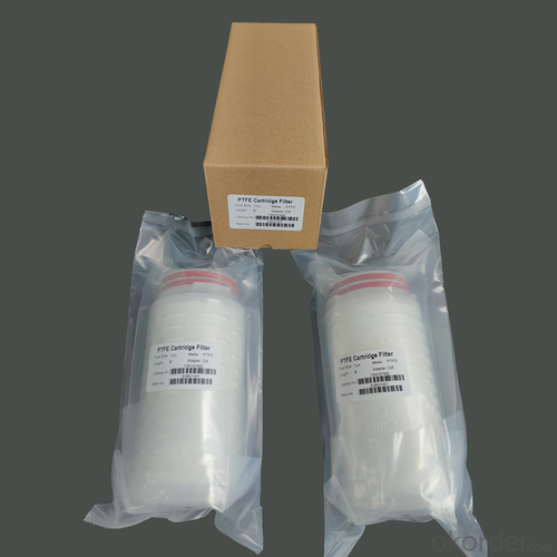 Pleated PTFE membrane filter cartridges for air or solvents System 1