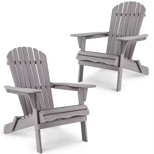 Set of 2 Garden Chair Outdoor Lounger Armchair Half-assembled Solid Wood Folding Adirondack Chair System 1