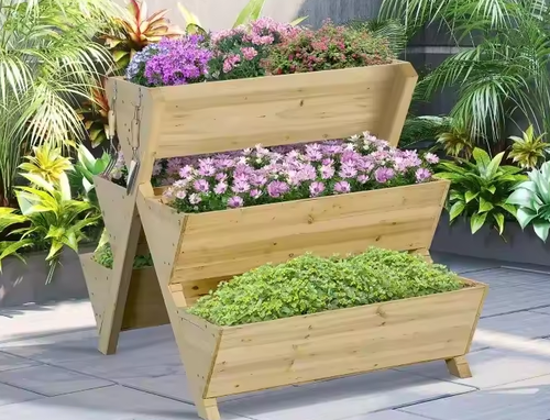 Garden Planter Box Wooden Outdoor Used with Flower/green Plant Modern Yellow Solid Wood System 1