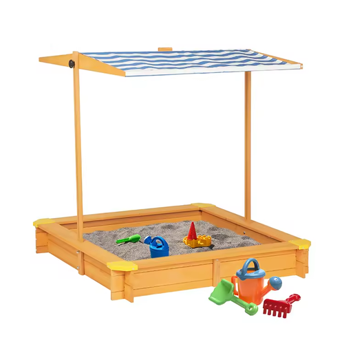 Best selling Children's Canopy Wooden Sand pit Outdoor Playground Kids Sand box with Cover System 1
