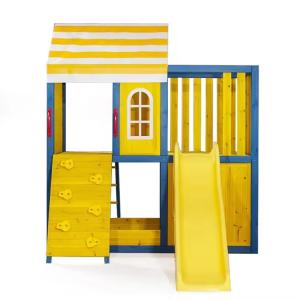 Children's games Cubby house wooden playhouse kids slide outdoor wood playground