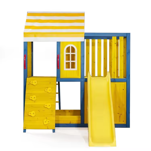 Children's games Cubby house wooden playhouse kids slide outdoor wood playground System 1