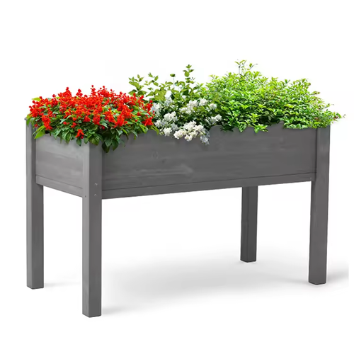 Outdoor Rectangular Planter Raised Garden Bed for Vegetable Fir Raised Planter box with legs System 1