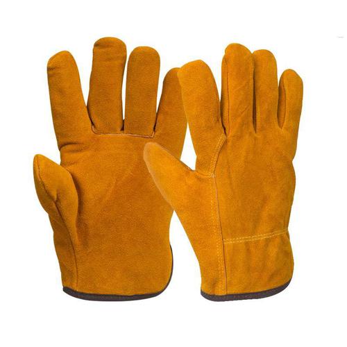 Thickened Heat Resistant Welding Gloves with Fleece Lining Abrasion Resistant Split Leather System 1