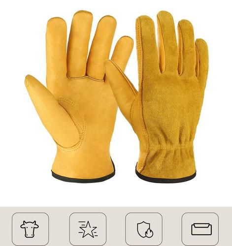 Cowhide Work Gloves for Gardening Machinery Auto Repair and Welding Protection System 1